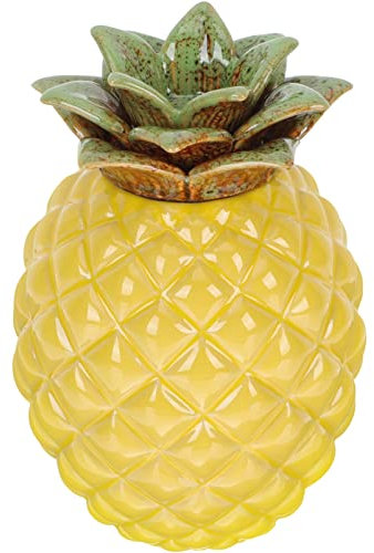 PATKAW Pineapple Candy Pineapple Shape Tea Jar Ceramic Loose Tea Canister Airtight Tea Leaves Pot Snacks Candy Coffee Bean Spices Container Yellow Pineapple Tea Coffee Sugar Canisters