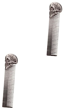 Beavorty 2stücke Männer Haarkamm Aus Zinklegierung Skull-design Bequemer Bart Und Haarschnittkamm Für Friseure Und Zuhause Leicht Und Tragbar Für Unterwegs