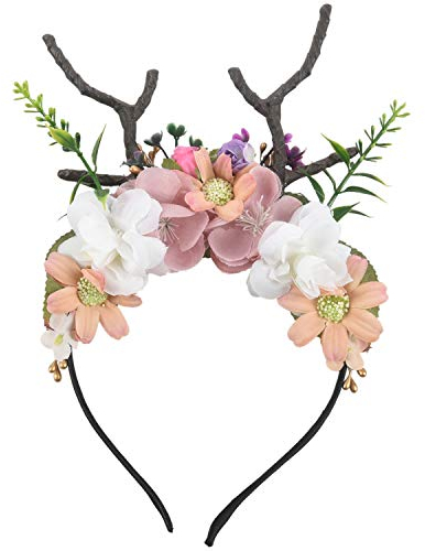 Deger Weihnachten Geweih BlüTe BäNder Kinder Kopf Bedeckung MäDchen Haar Schmuck Weihnachten Kopf Bedeckung Weihnachten Schmuck CC01