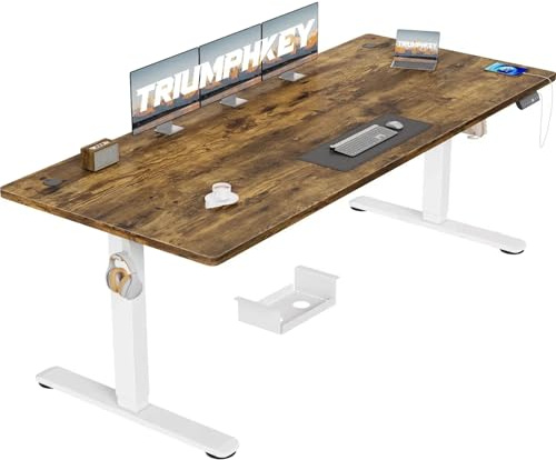 TRIUMPHKEY Höhenverstellbar Schreibtisch groß 200x80cm mit USB Ladeanschluss, 3 Memory-Steuerung Schreibtisch Höhenverstellbar Anti-Kollisions Höhenverstellbarer Tisch Computertisch