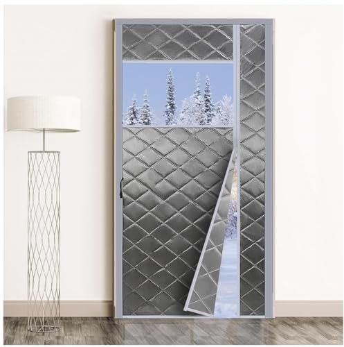 DXDRT Magnet Thermo Türvorhang Kälteschutz mit Sichtbarem Fenster, Winddicht Wärmeschutzvorhang für Tür im Winter Isolierschutzvorhang Gegen Kälte und Hitze,WxH 100x200CM/39.3x78.7IN