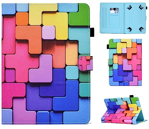 Farbbilder Universal Hülle für für 10-11 Zoll Tablet, Kompatibel mit TECLAST Blackview Lville XGODY OSCAL DOOGEE TPZ Neueste YESTEL SEBBE Microsoft Surface Tab,Bausteine