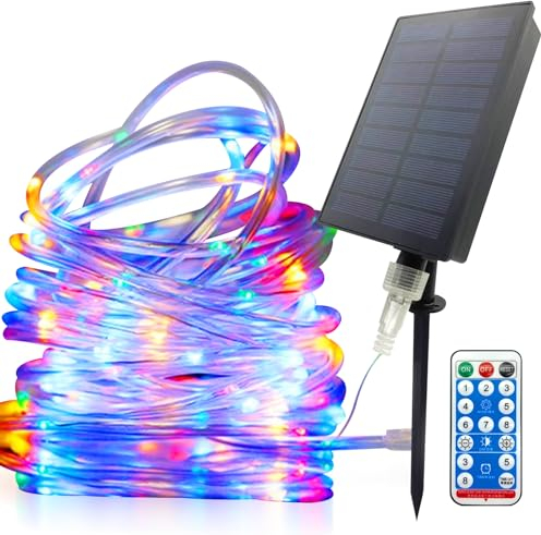 Funmo Solar Lichtschlauch Außen,22M 200 LED Lichterkette Lichterschlauch,IP68 Wasserdicht led schlauch,8 Modi und Helligkeit dimmbar,Solar Lichtschlauch Lichterkette für Garten,Trampolin,Schwimmbad