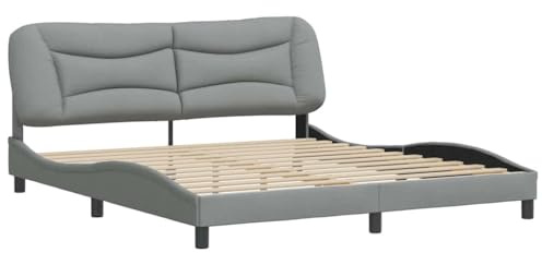 vidaXL Bettgestell ohne Matratze Hvar Hellgrau 180x200 cm Stoff