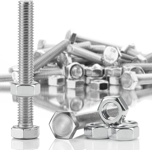 SWTYExt 15 Sätze Sechskantschrauben M8x60 mm Edelstahl Schrauben M8 | Bolzen mit Muttern, Edelstahlschrauben A2 V2A, DIN 933/ISO 4017, Außensechskant, Maschinenschrauben, Vollgewinde, für Möbel
