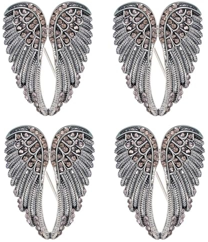Brosch med änglavingar, 4 st broschstift med änglavingar i kristall, modebrosch med änglavingar Diamantbrosch i metall Söt modebrosch med stående kragenål Jackmärke Hängesmycke Smyckestillbehör