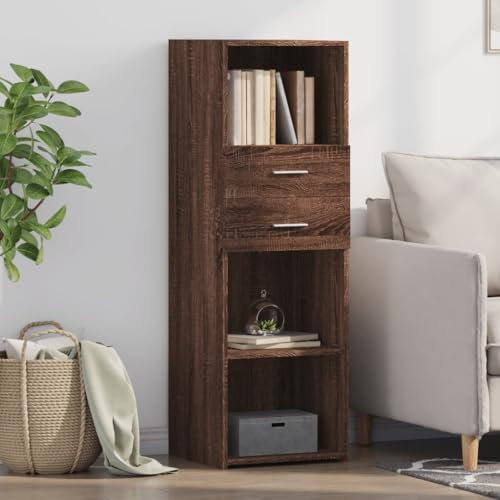 Somanki Highboard Braun Eichen-Optik 40x42,5x124 cm Holzwerkstoff, Kommode, Sideboard, Schuhkommode, Komodenschrank, Kleiderkommode, Küchenanrichte, Flurkommode, Esszimmerschrank - 846165
