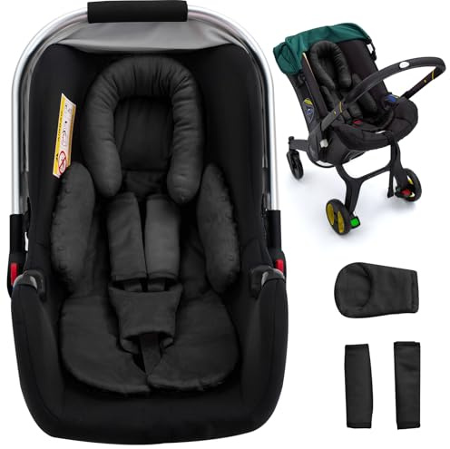 Kopfstütze für Neugeborene mit 3 Gurtabdeckungen, 2-in-1 wendbare Babyschaleneinlage, verdicktes Autositzkissen für Baby, Autositz-Kopfstütze für Frühchen bis Säugling, Kinderwagenkissen für Schaukel