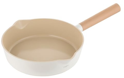 Florina Nube Aluminium - Bratpfanne | 26 cm | Induktionsgeeignet | Kratzfeste Keramikbeschichtung | Soft-Touch-Holzoptik-Griff | Hitzebeständig | Für alle Herdarten | Leicht zu Reinigen