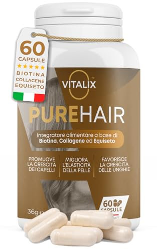 VITALIX Integratore per Capelli Donna Uomo Anticaduta - Integratore Unghie Rinforzante con Biotina Collagene ed Equiseto - 60 Capsule (2 mesi) - Made in Italy