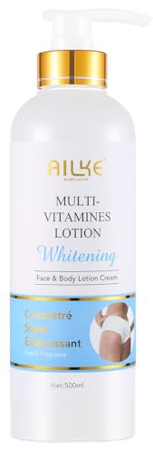 AILKE - Lozione per il corpo sbiancante multivitaminica, idratazione intensiva, per una pelle pulita, liscia, morbida, uniforme e tonificante, per tutti i tipi di pelle, 500 ml (confezione da 1)