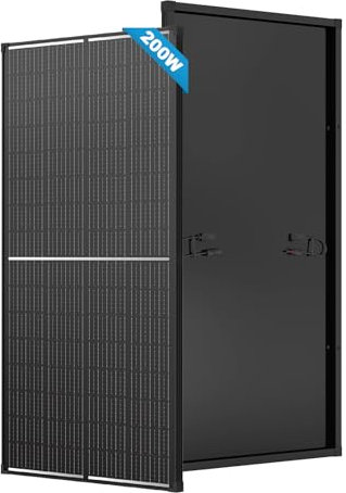 Solarpanel 200w, N-Type 12v solarmodul, SMBB Technologie, Komplett Schwarz Monokristallin Photovoltaik 200 watt Solarpanel, PV Modul für Batterien, Boot,Wohnmobil, Balkonkraftwerk (200w)