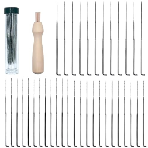 Filtnålar för torrtovning, 3 storlekar filtnålar, filtnål filset med filtnålhandtag av trä filtset för nybörjare, 38 stycken nålfilttillbehör filt nål filtnålar set för eller proffs