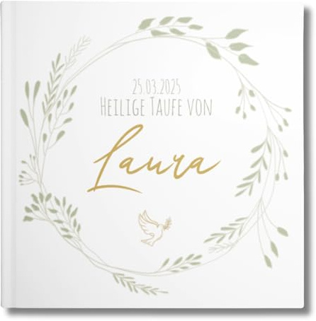 YMEMOS Gästebuch Taufe personalisiert – Taufgästebuch & Taufbuch personalisiert als Taufgeschenk und Erinnerungsbuch zur Taufe
