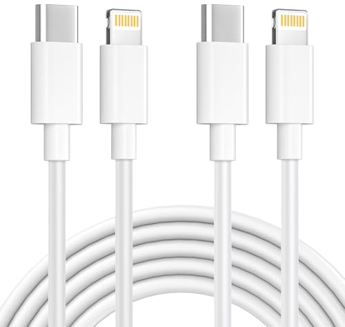 Cable USB C a Lightning 2M 2Pack [Certificado MFi], Carga Rápida 2.4A Tipo C para iPhone 14 13 12 11 Pro Max/XS/8/SE/7/iPad/Airpods