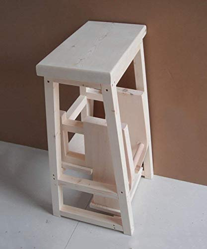 Elegante sgabello pieghevole a 3 gradini con design multifunzionale nordico creativo sedia in legno massello scala essenziale sgabello pieghevole scaletta sgabello (colore legno)