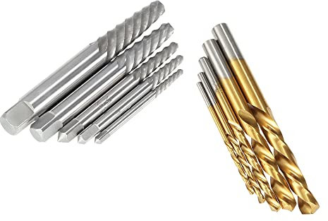 Juroupi 10pcs Left Hand Drill Bit Broken Bolt Damaged Screw Extractor Set with Metal Case