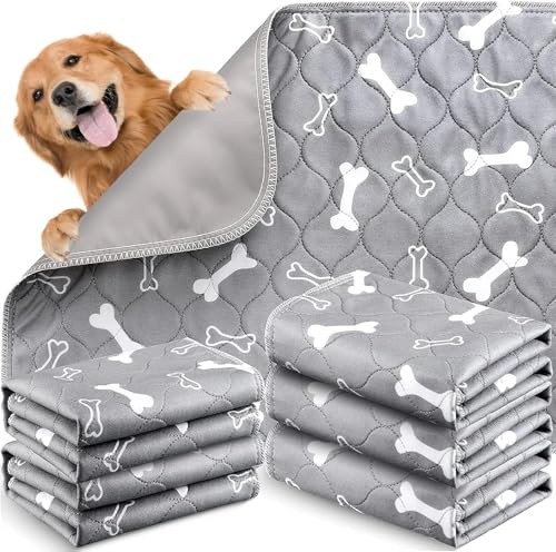 6er Welpenunterlage Waschbar Puppy Training Pads, 40 x 60cm Trainingsunterlagen,auslaufsicher und rutschfest Hundeurinpads, saugfähige Unterlage für Welpen, Alte Hunde oder inkontinente Hunde