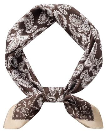Men's Vintage Silk Feel Square Scarf - Luxury Satin Bandana Neckerchief with Tiny Medallion & Geometric Print - Versatile Headscarf Fashion Accessory for Men