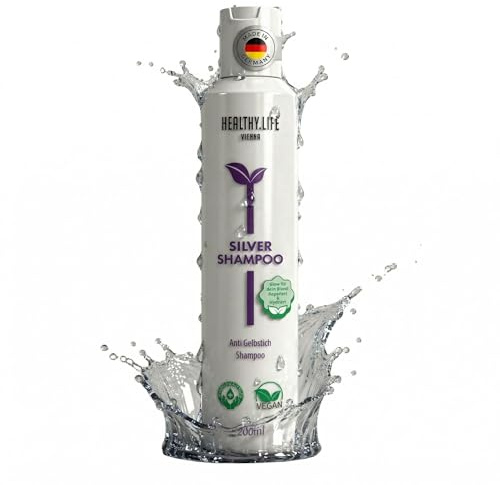 HLV - Silver Shampoo – VEGAN, mit Ultraviolettem Farbstoff Gegen Gelb & Graustich | Für Blondes, Weißes & Graues Haar | Mildes Anti-Yellow Shampoo, Wirkt Ohne das Haar zu Beschädigen, 200 ml