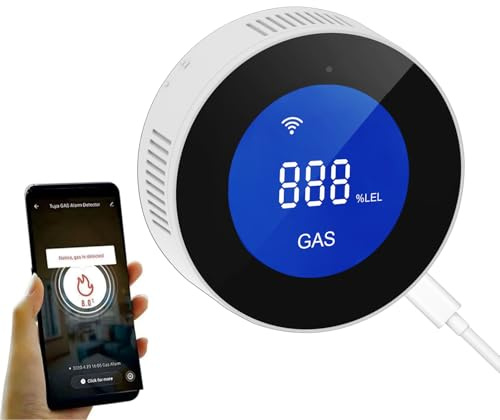 Wiby Rilevatore Fughe Gas Propano C3H8 | Wi-Fi, App, Compatibile con Alexa e Google Home | Allarme 85dB, Display LCD, Autodiagnosi | Certificato EN 50194 | Ideale per Cucina, Camper e Garage