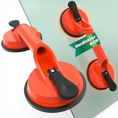 youkzuan 2 Stk. Tile/Glass Saugnapf | Saugheber | Fliesen Suction Lifters | Glass Suction Vacuum Lifter | max.110kg mit 2 Saugnäpfen | Leichter Plattenheber (Kunststoff)