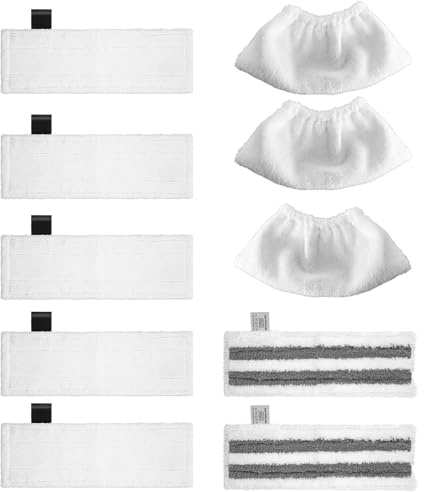 10 Pack Steam Cleaner Pads Cloths for Karcher SC2, SC3, SC4, SC5 Pads–Reusable Microfibre Steam Cleaner Pads & Abrasive Cloths, for Karcher Steam Mop Accessories for Floors, Tiles & Hard Surfaces