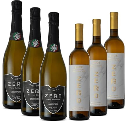 Vinum Italy Zero | 3 Bollicine 3 Luce | Spumante Analcolico 0.0% e Vino Bianco | Blanc de Blancs e Traminer | 6 Bottiglie Vino Dealcolizzato, 6 x 750 ml