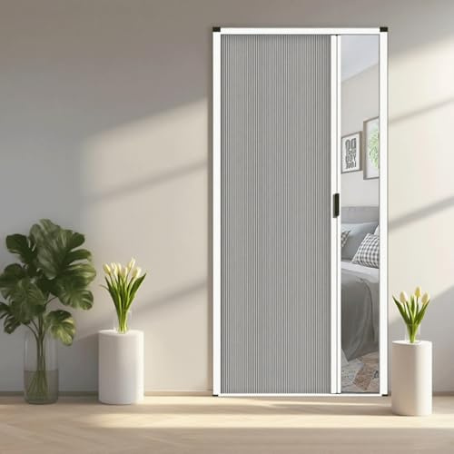 Porte a soffietto for porte, porta doccia retrattile con maniglia e tessuto cellulare, porta pieghevole divisoria for camera da letto/bagno/cucina/ufficio/camper(Gray,W24in/61cm-h78in/200cm)