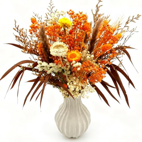 CAwished Bouquet di fiori secchi decorativi naturali autunno per la decorazione della casa, tavolo, fiori naturali Boho realizzati con fiori veri per la decorazione del soggiorno, composizioni nuziali