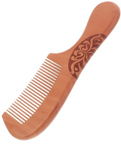 Gatuida Pettine in Legno a Manico lungo Antistatico e Massaggiante per Barba e Chioma Lunghi, per Uso Domestico da Viaggio, Adatto a Uomini e Donne