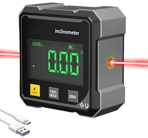 Angle Finder Digital Angle Finder with Laser, 4-Side Strong Magnetic Gauge