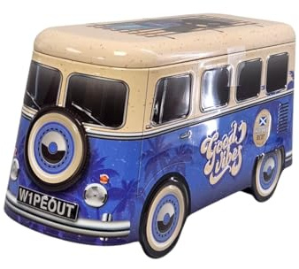 Decorative Van Biscuit Tin with Scottish Shortbread Biscuits – Collectible Keepsake Vehicle Design Filled with Rich Butter Shortbread Cookies (Pack Of 1(Blue))