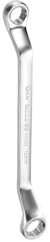 QUARKZMAN Extra Lange Abgewinkelte Ringmaulschlüssel 13 X 15 Mm Metrisch | Doppelter Ringmaulschlüssel, Aus Kohlenstoffstahl, 12-Punkt, 75 Grad Abgewinkelt, Poliert, Lange