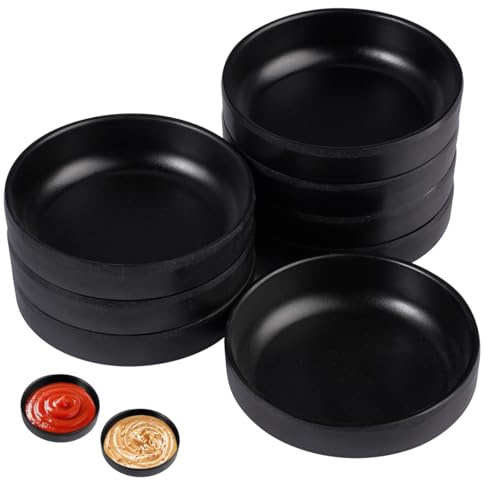 8 Cuencos Negros para Salsas, Aperitivos y Guarniciones – Bols de 8,8 Cm para Servir Mayonesa, Salsas de Soja, Guacamole, Dips o Snacks Salados Chips! Organizar Salsa Frías, Sushi, Tapas, Antipasti