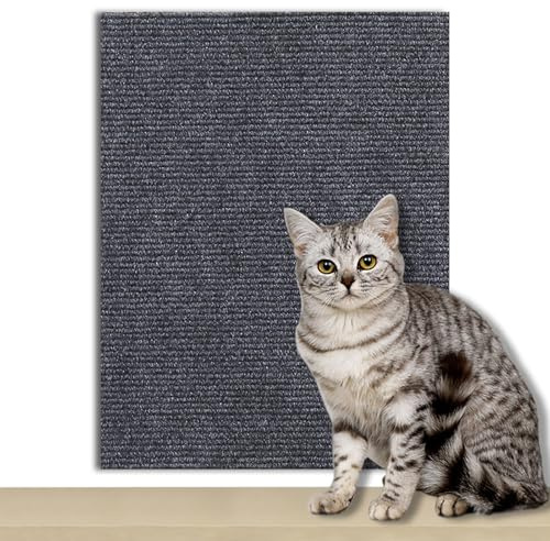 Kratzmatte Selbstklebend 100cm×40cm, Kratzmatte Katze - Kratzschutz Sofa DIY Trimmbarer, Katzen-Kratzmatte, Katzen Kratzbrett Wand Katzenteppich für Möbel Couch Schutz (Grau 1)