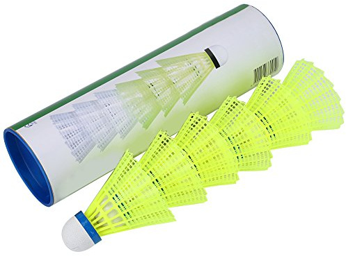 Keenso Volants de Badminton, Plume en Nylon avec Tête Sphérique en Liège, Ensemble de 6 Pièces pour l'entraînement Sportif en Intérieur et en Extérieur