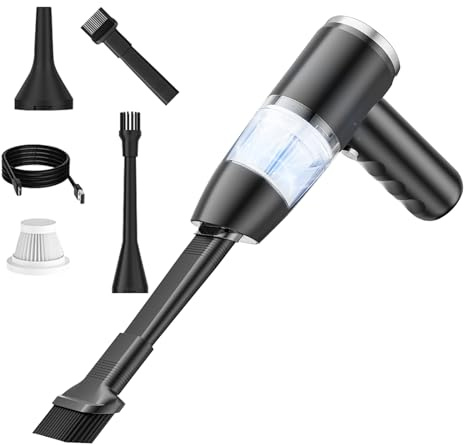 Aspirateur de voiture portable - Moteur à aspiration puissant, aspirateur portable sans fil avec USB - pour voitures, camions, SUV, véhicules, maison, bureau, intérieur du véhicule, animaux
