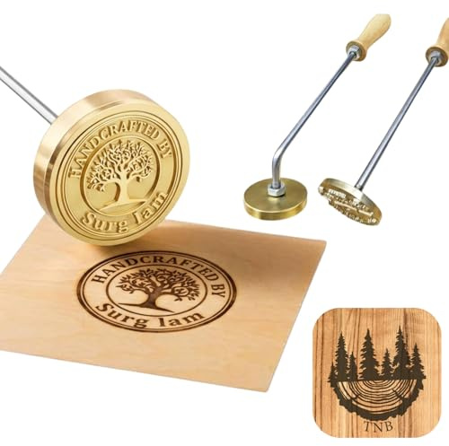 Brennstempel für Holz personalisiert mit eigenem Logo, Brandeisen für Holzbearbeitung und Lederhandwerk, Messing-Prägestempel für Schreiner, DIY Handwerk und Geschenk für Männer