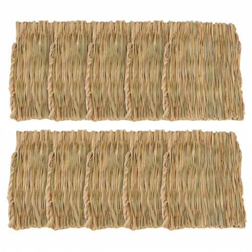 10 Uds. Tapete de Paja Natural para Conejos de 7, 87x11, 02 Pulgadas, Ropa de Cama de Conejito para hámster, Loro, Paloma, Mascotas pequeñas