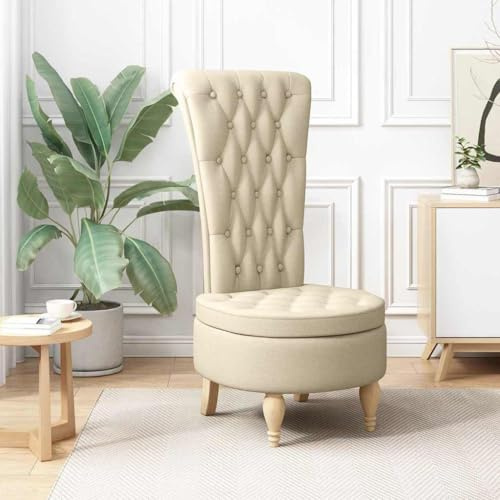Runheo Sovfåtölj, krämfärgad med tygskydd, 56,5 x 70 x 110 cm, stoppning, tofflor, loungefåtölj med träben, bekväm sittplats för vardagsrum, sovrum, kontor