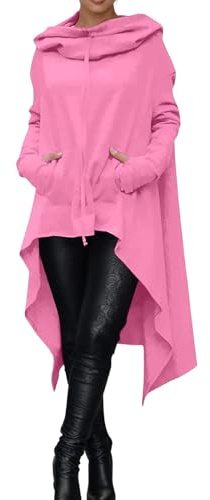 Enfärgad tröja med långa ärmar rund hals avslappnad design för vardagen mjuk stickad topp för kvinnor utan, ROSA, L