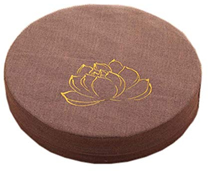FANCYPUMPKIN [Bordado Lotus] Budista Asiento Mat Yoga meditación Piso Almohada Zafu, café
