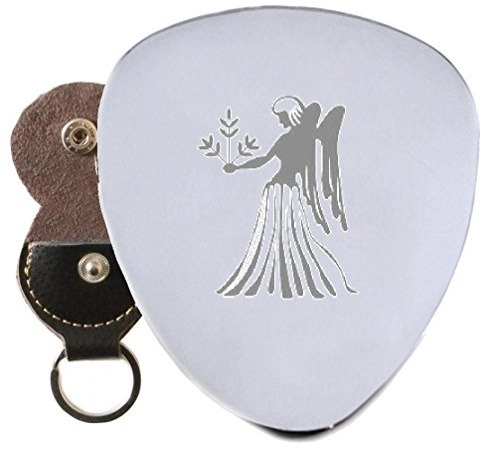 Virgo Zodiac Star Sign Gitarre Plektrum Graviert In Schlüsselanhänger aus Halterung