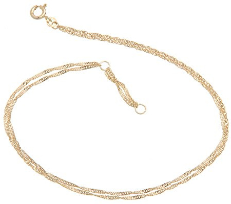 Fußkette Singapur 2reihig - 1,4mm Durchmesser - 333 Gelbgold, Länge wählbar von 23-30cm