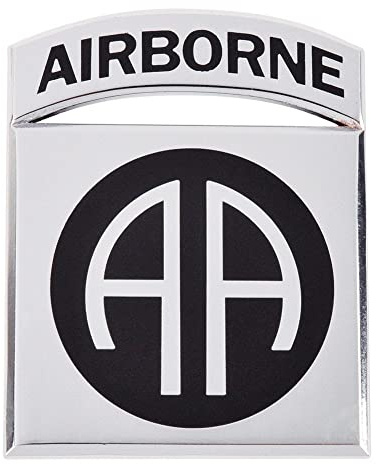 Chrome All Metal 82nd Airborne Division Officially Licensed Car Emblem Adhesive, Auto Medals and Chrome Car Decals, Emblems for Cars