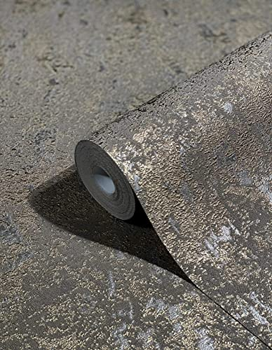 marburg Tapete Braun Betonoptik Gold Vliestapete Metallic Industrial Beton Gold Betontapete Glänzend Putzoptik Made in Germany 10,05x0,53m Avalon