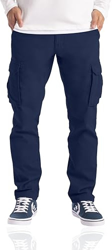 westAce Men's Cargo Trousers Casual Relaxed-Fit Multi Pocket Stretch Cotton Drawstring Work Utility Construction Hiking Tactical Streetwear Cargo Pants (Available in Big & Tall) (34W / 32L, Navy)