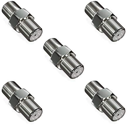 deleyCON 5 Pièces Sat Adaptateur Connecteur Câble Coaxial Rallonger 2X F Femelle Nickelé pour Câble Sat BK Installations