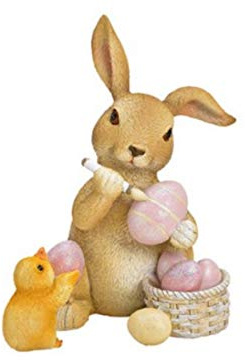 Deko Figur Hase bemalt Osterei aus Poly mit Glitter (rosa braun) Breite 9cm x Höhe 13cm x Tiefe 9cm – Frühling- und Oster Dekoration